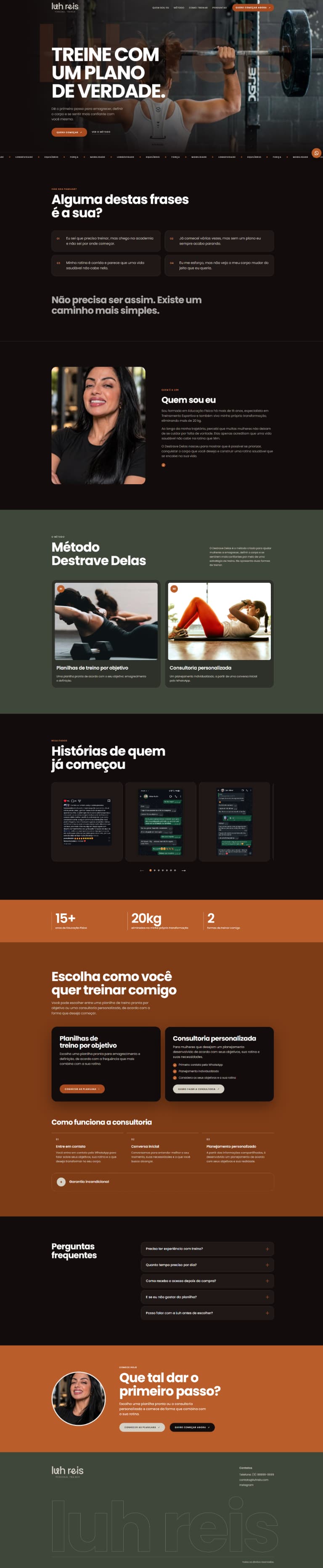 Captura completa da página de vendas da Luh Reis em desktop, do cabeçalho ao rodapé